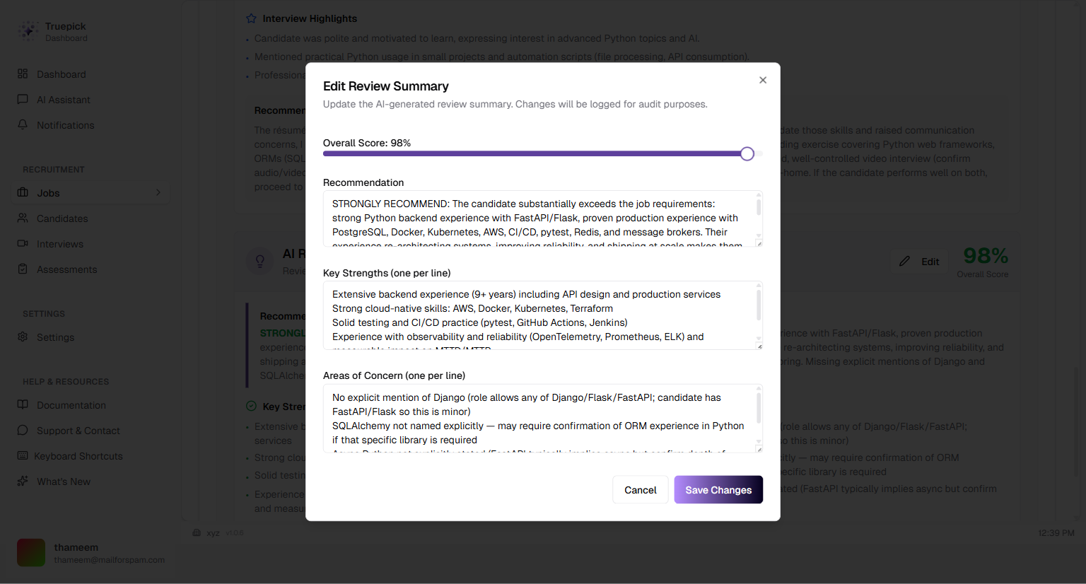 Editable AI Review