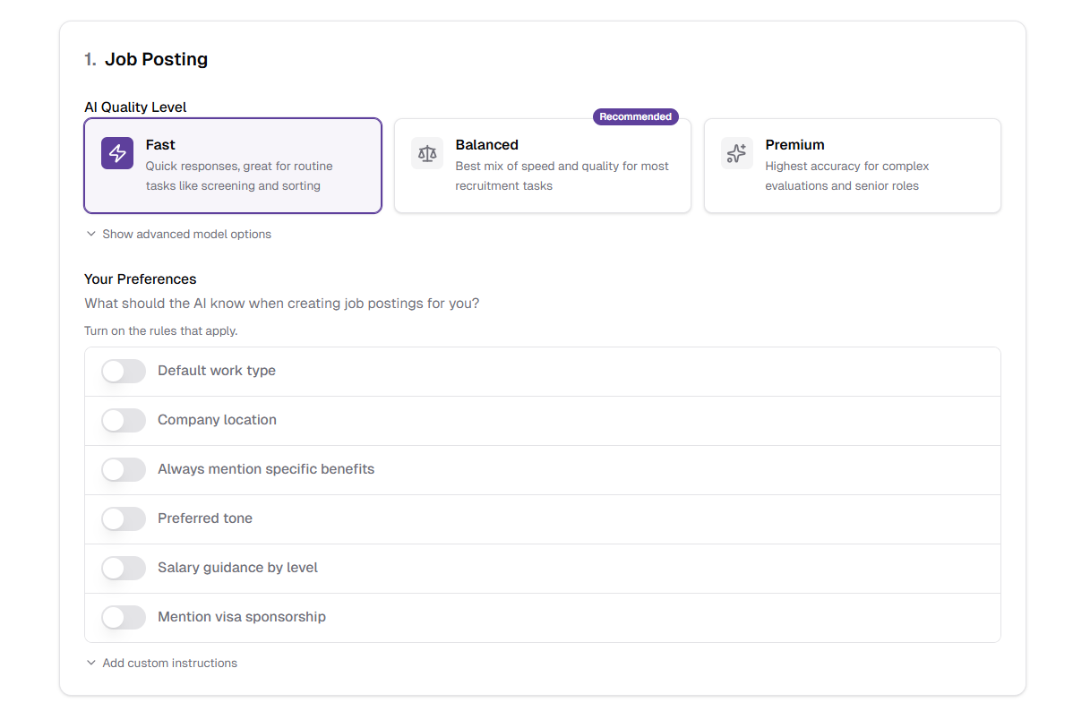 Job Posting Configuration