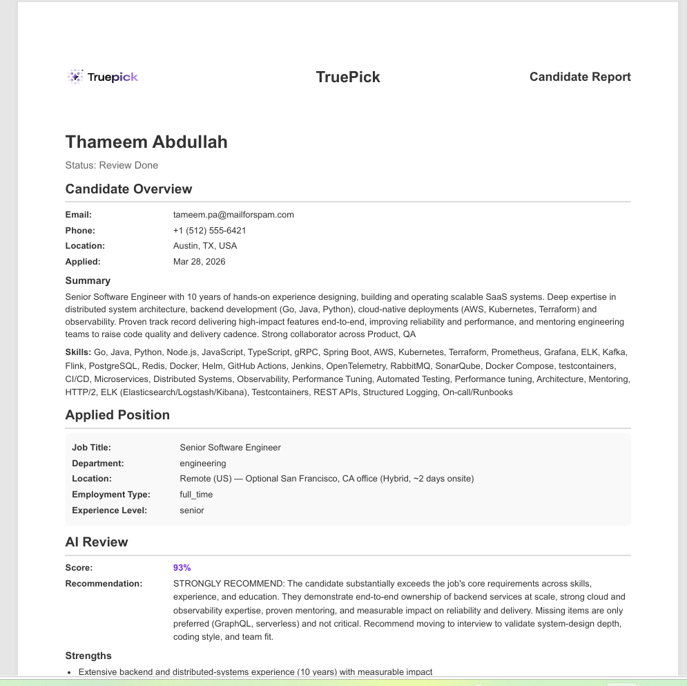 Per-Candidate Report