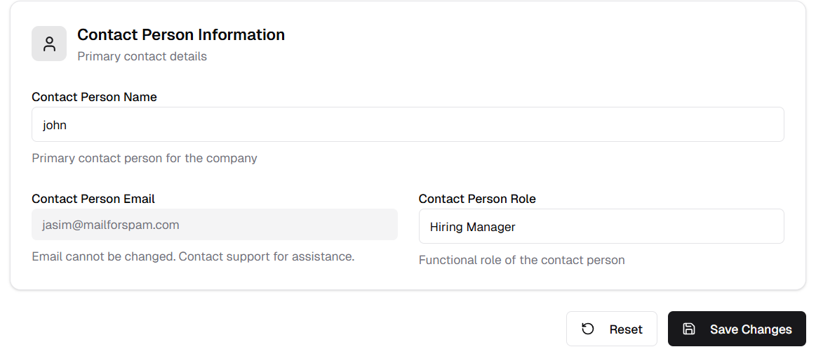 Contact Person Information