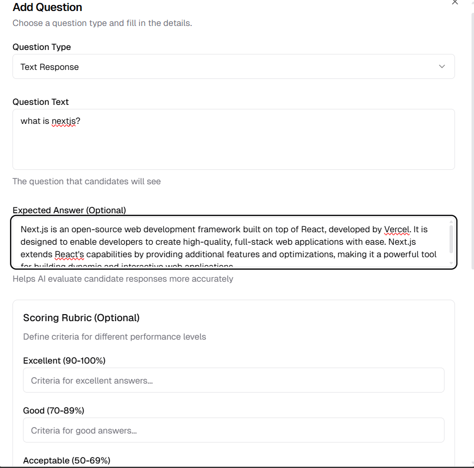 Add Question Manually