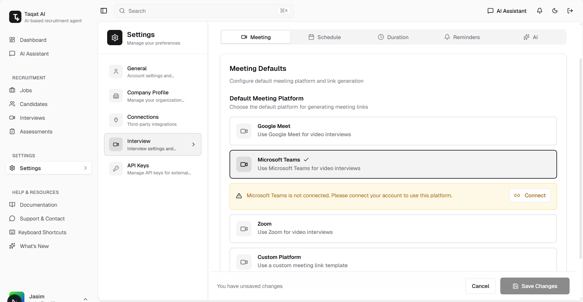 Meeting Platform Warning