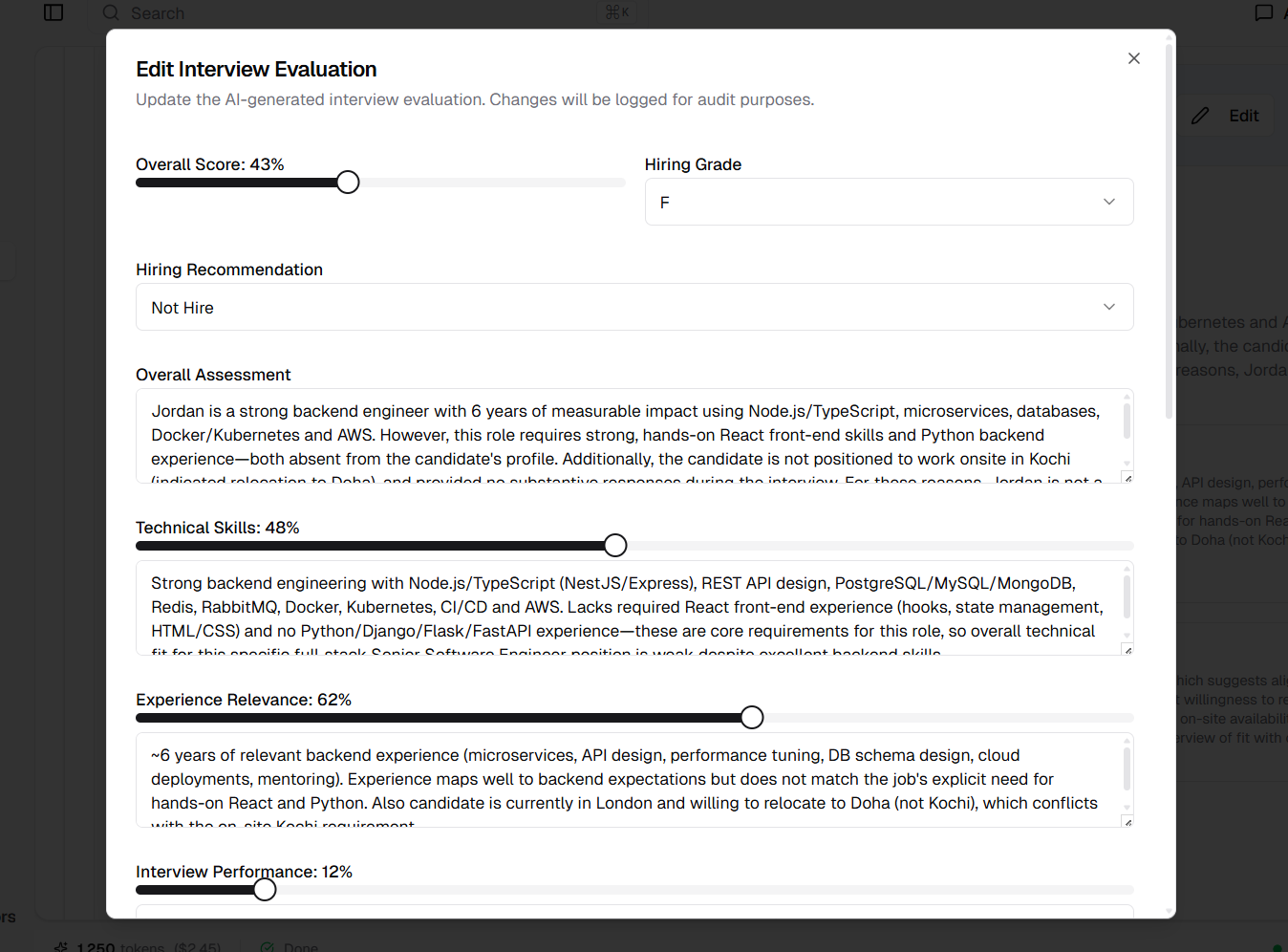 Edit AI Interview Evaluation