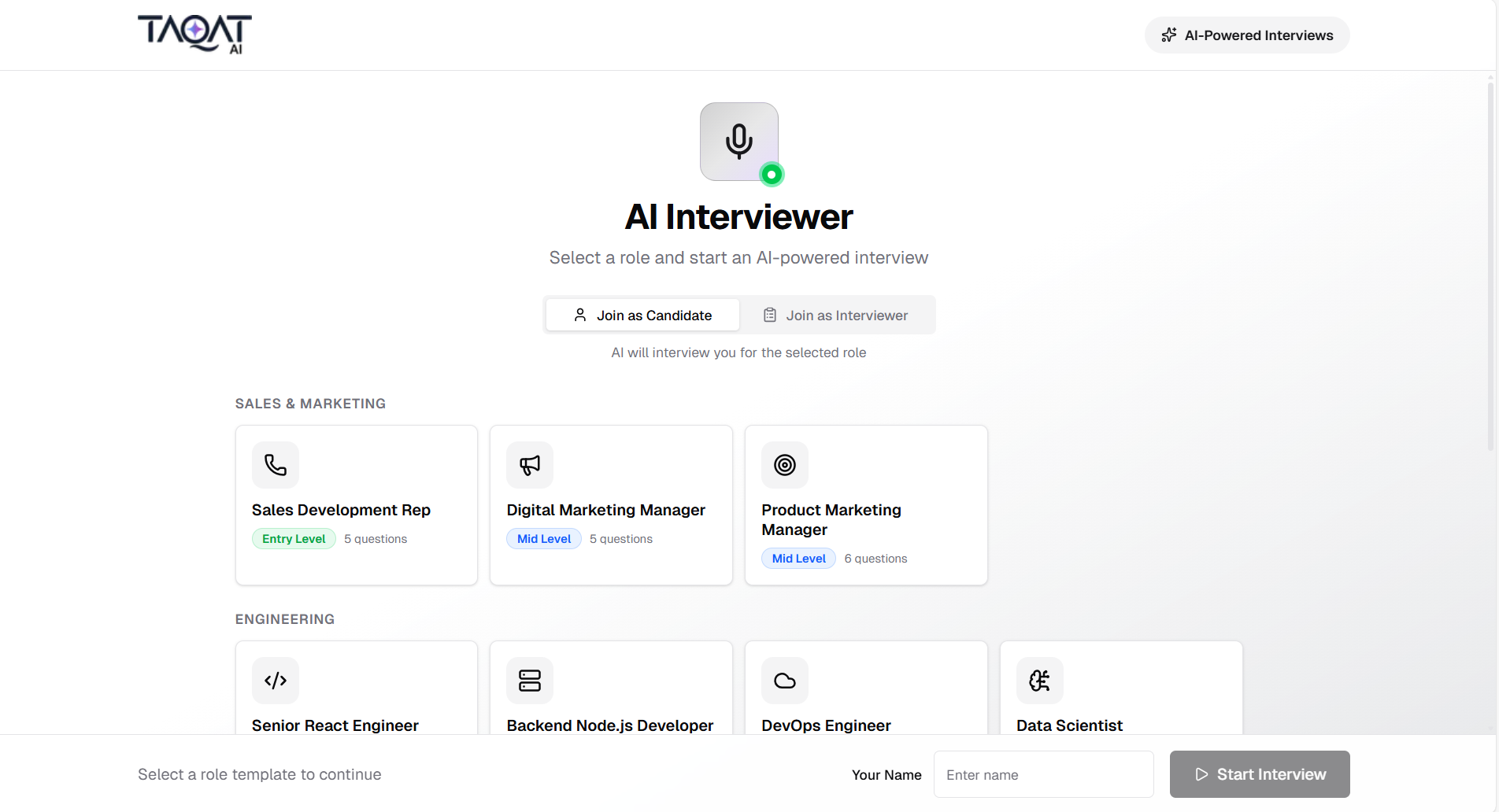 AI Interviewer Showcase