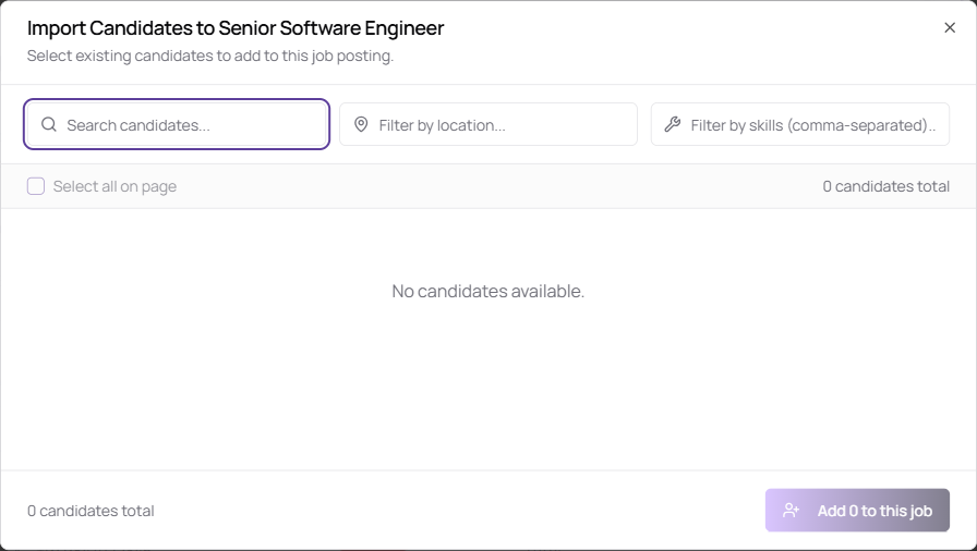 Redesigned Import Candidates dialog